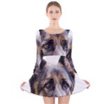 German Shepherd Dog Long Sleeve Velvet Skater Dress