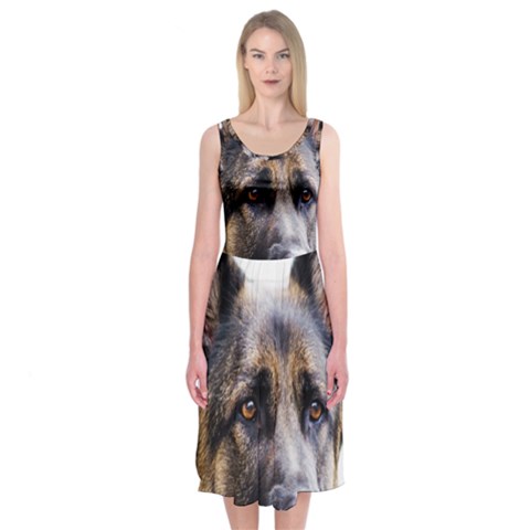German Shepherd Dog Midi Sleeveless Dress from ArtsNow.com
