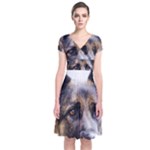 German Shepherd Dog Short Sleeve Front Wrap Dress