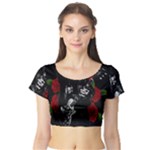 Slash Short Sleeve Crop Top (Tight Fit)