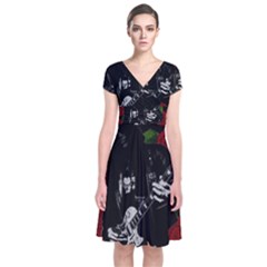 Short Sleeve Front Wrap Dress 