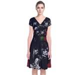 Slash Short Sleeve Front Wrap Dress