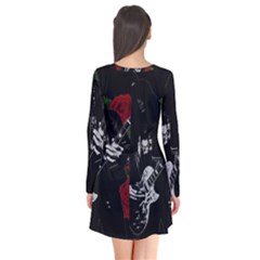 Long Sleeve V-neck Flare Dress 