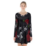Slash Long Sleeve Velvet V-neck Dress