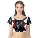 Slash Short Sleeve Crop Top (Tight Fit)