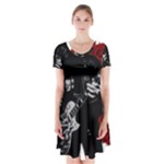 Slash Short Sleeve V-neck Flare Dress