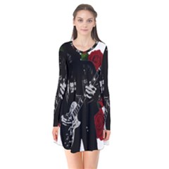 Long Sleeve V-neck Flare Dress 