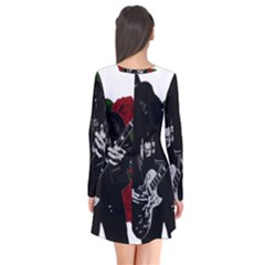 Long Sleeve V-neck Flare Dress 