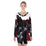 Slash Long Sleeve Velvet V-neck Dress