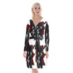 Slash Long Sleeve Velvet Front Wrap Dress