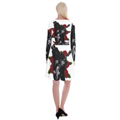 Long Sleeve Velvet Front Wrap Dress 