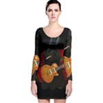 Puli dog - Slash  Long Sleeve Velvet Bodycon Dress