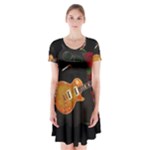 Puli dog - Slash  Short Sleeve V-neck Flare Dress