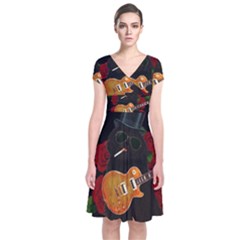 Short Sleeve Front Wrap Dress 