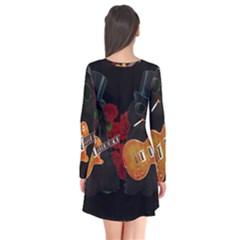 Long Sleeve V-neck Flare Dress 