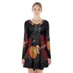 Puli dog - Slash  Long Sleeve Velvet V-neck Dress