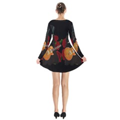 Long Sleeve Velvet V-neck Dress 