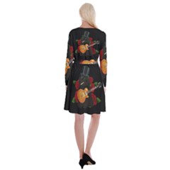 Long Sleeve Velvet Front Wrap Dress 