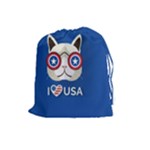 Cat_i_love_usa Drawstring Pouch (Large)