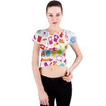 hipster kawaii  Crew Neck Crop Top