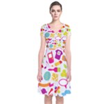 hipster kawaii  Short Sleeve Front Wrap Dress