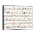 Rainbow Music Notes Canvas 14  x 11  (Stretched)