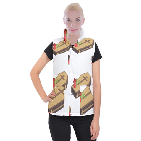 coffin emojis Women s Button Up Puffer Vest from ArtsNow.com