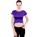 Purple Pilick2 Crew Neck Crop Top