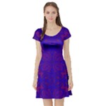 Purple Pilick2 Short Sleeve Skater Dress