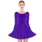 Purple Pilick2 Long Sleeve Velvet Skater Dress