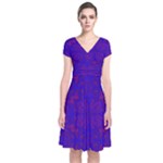 Purple Pilick2 Short Sleeve Front Wrap Dress