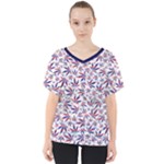 Purple White Cannabis Marijuana V-Neck Dolman Drape Top