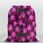 Dark Pink Cannabis Marijuana Drawstring Bag (Small)