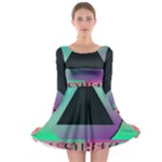 Vaporwave Aesthetic Long Sleeve Skater Dress