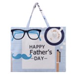 hipster happy Fathers Day  Zipper Large Tote Bag