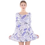 Fathers Day doodle Long Sleeve Velvet Skater Dress
