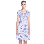 Fathers Day doodle Short Sleeve Front Wrap Dress