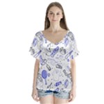 Fathers Day doodle V-Neck Flutter Sleeve Top
