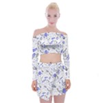 Fathers Day doodle Off Shoulder Top with Mini Skirt Set