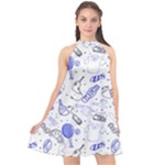 Fathers Day doodle Halter Neckline Chiffon Dress 