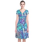 Iridescent Short Sleeve Front Wrap Dress