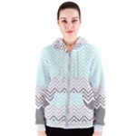 chevron teal grey Women s Zipper Hoodie