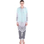 chevron teal grey Hooded Jumpsuit (Ladies)