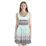 chevron teal grey Split Back Mini Dress 