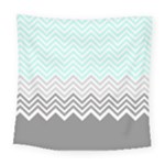 chevron teal grey Square Tapestry (Large)