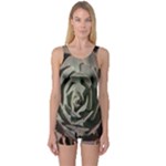 Succulent Green Pink Rosettes One Piece Boyleg Swimsuit