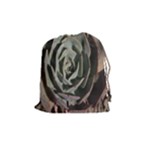 Succulent Green Pink Rosettes Drawstring Pouches (Medium) 