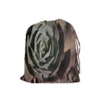Succulent Green Pink Rosettes Drawstring Pouches (Large) 