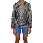 Succulent Green Pink Rosettes Kids  Long Sleeve Swimwear