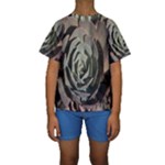 Succulent Green Pink Rosettes Kids  Short Sleeve Swimwear